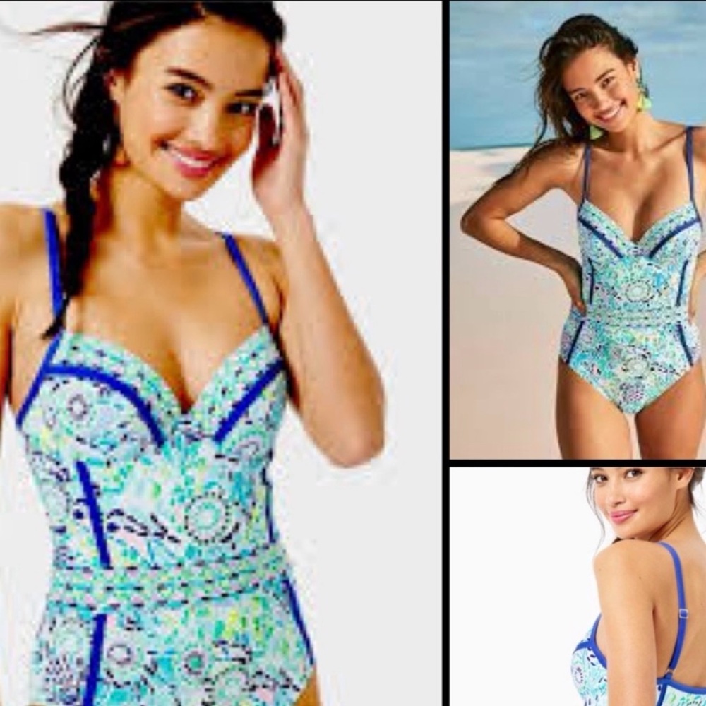 Lilly Pulitzer Blue Multi Paisley One-Piece Swimsuit